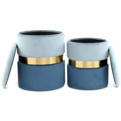 Kayoom HOCKER Zora 125 2-er Set - 2 Stühle à 36x36x44 Cm - Hellblau / Blau