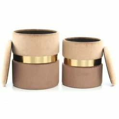 Kayoom HOCKER Zora 125 2-er Set - 2 Stühle à 36x36x44 Cm - Hellbraun / Braun