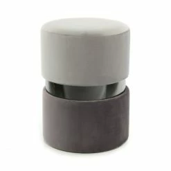 Kayoom Hocker Gipsy 825 - 35 X 35 X 46 Cm - Hellgrau / Schwarz / Dunkelgrau