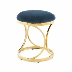 Kayoom Hocker Weyda 325 - 40 X 40 X 49 Cm - Blau / Gold