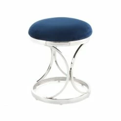 Kayoom Hocker Weyda 325 - 40 X 40 X 49 Cm - Blau / Silber