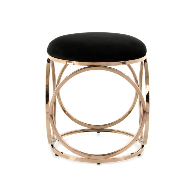 Kayoom Hocker Whitney 325 - 40 X 40 X 49 Cm - Schwarz / Roségold 4 Kayoom Hocker Whitney 325 - 40 X 40 X 49 Cm - Schwarz / Roségold – Bild 2