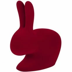 Qeeboo Rabbit Chair Velvet Finish Stuhl - 68,8 X 39,5 X 80 Cm - Red