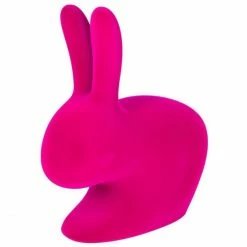 Qeeboo Rabbit Chair Baby Velvet Finish Stuhl - 45,3 X 26,2 X 52,7 Cm - Fuxia