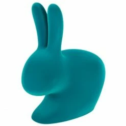 Qeeboo Rabbit Chair Baby Velvet Finish Stuhl - 45,3 X 26,2 X 52,7 Cm - Turquoise