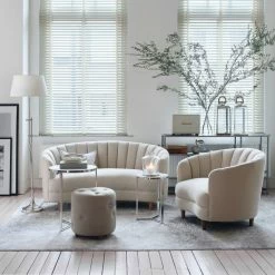 Riviera Maison Rivièra Maison Bowery Hocker - Ø 45 Cm - Höhe 46 Cm - Linen -Qeeboo shop unnamed file 1512