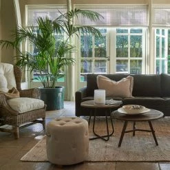 Riviera Maison Rivièra Maison Bowery Hocker - Ø 45 Cm - Höhe 46 Cm - Linen -Qeeboo shop unnamed file 1513