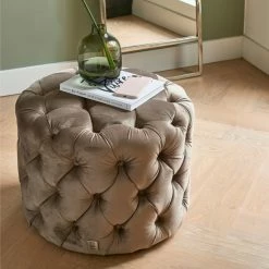 Riviera Maison Rivièra Maison Opera 55 Fußhocker - Ø 55 Cm - Höhe 45 Cm - Golden Mink -Qeeboo shop unnamed file 1568