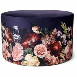 ESSENZA HOME Essenza Anneclaire Pouf - Ø 60 Cm - Höhe 37 Cm - Indigo Blue