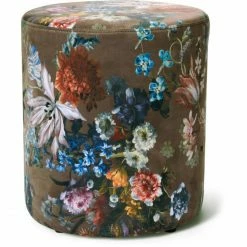 ESSENZA HOME Essenza Isabelle Pouf - Ø 40 Cm - Höhe 43 Cm - Darkest Brown