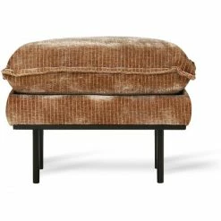 HK Living Retro Sofa Velvet Hocker - 72x65x46 Cm - Velvet Corduroy Aged Gold