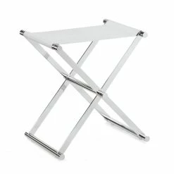 JOOP! HOMELINE Hocker - 45x34,5 Cm – Höhe 45 Cm - Weiß/chrom