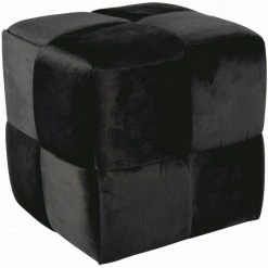 Leitmotiv Weaved Pouf - 39x39 Cm - Höhe 38 Cm - Schwarz