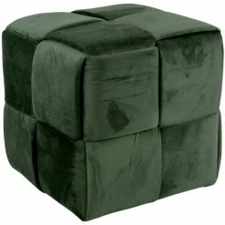 Leitmotiv Weaved Pouf - 39x39 Cm - Höhe 38 Cm - Dunkelgrün