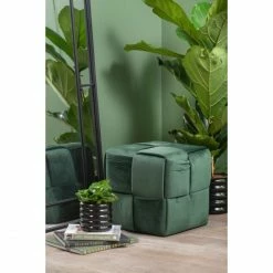 Leitmotiv Weaved Pouf - 39x39 Cm - Höhe 38 Cm - Dunkelgrün -Qeeboo shop unnamed file 1953