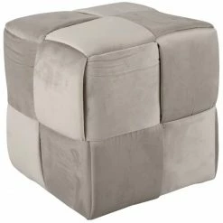 Leitmotiv Weaved Pouf - 39x39 Cm - Höhe 38 Cm - Mausgrau