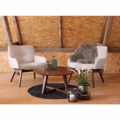 House Nordic London Lounge Sessel - 65x63x73 Cm - Sand - Mit Walnuss-Beinen -Qeeboo shop unnamed file 306