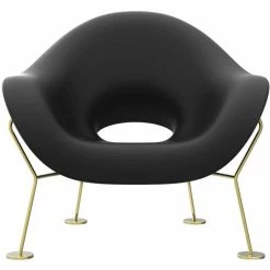 Qeeboo Pupa Brass Base Indoor Sessel - 87 X 78 X 84 Cm - Black