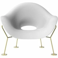 Qeeboo Pupa Brass Base Indoor Sessel - 87 X 78 X 84 Cm - White