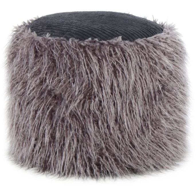 Kayoom FELLPOUF Bobtail 125 - 45x45x38 Cm - Dunkelgrau / Schwarz 3 Kayoom FELLPOUF Bobtail 125 - 45x45x38 Cm - Dunkelgrau / Schwarz