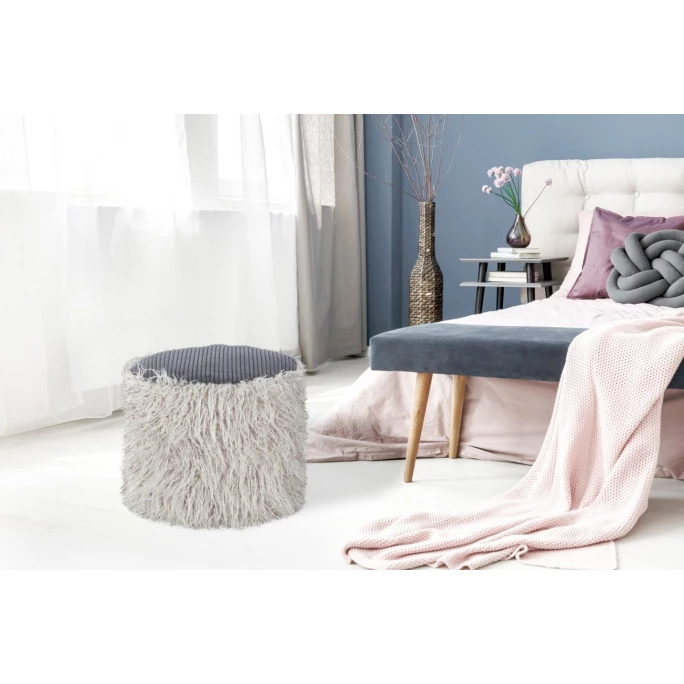 Kayoom FELLPOUF Bobtail 125 - 45x45x38 Cm - Hellgrau / Dunkelgrau 8 Kayoom FELLPOUF Bobtail 125 - 45x45x38 Cm - Hellgrau / Dunkelgrau – Bild 6