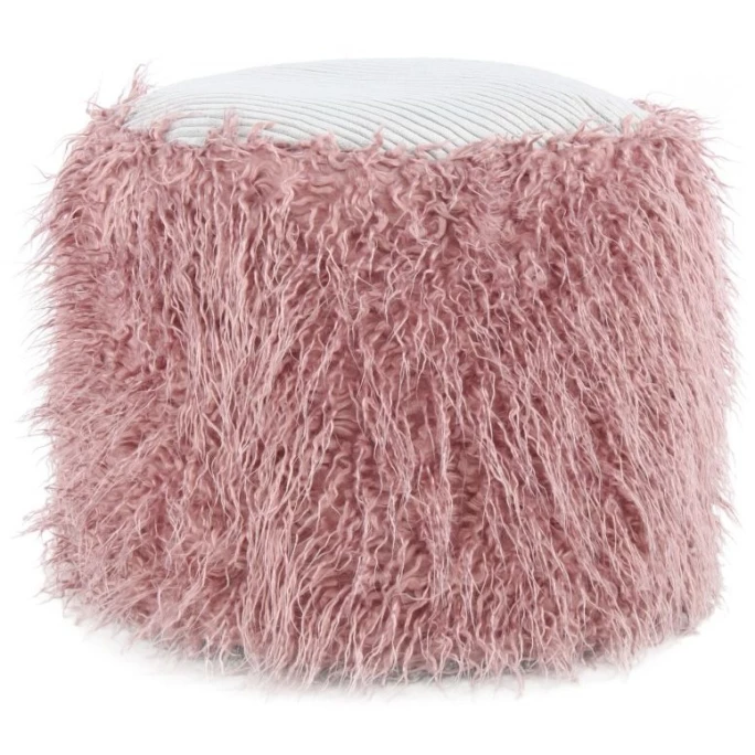 Kayoom FELLPOUF Bobtail 125 - 45x45x38 Cm - Rosa / Grau 3 Kayoom FELLPOUF Bobtail 125 - 45x45x38 Cm - Rosa / Grau
