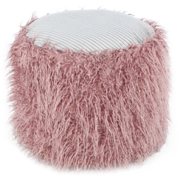 Kayoom FELLPOUF Bobtail 125 - 45x45x38 Cm - Rosa / Grau 4 Kayoom FELLPOUF Bobtail 125 - 45x45x38 Cm - Rosa / Grau – Bild 2