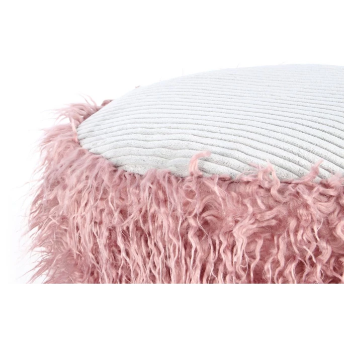 Kayoom FELLPOUF Bobtail 125 - 45x45x38 Cm - Rosa / Grau 6 Kayoom FELLPOUF Bobtail 125 - 45x45x38 Cm - Rosa / Grau – Bild 4