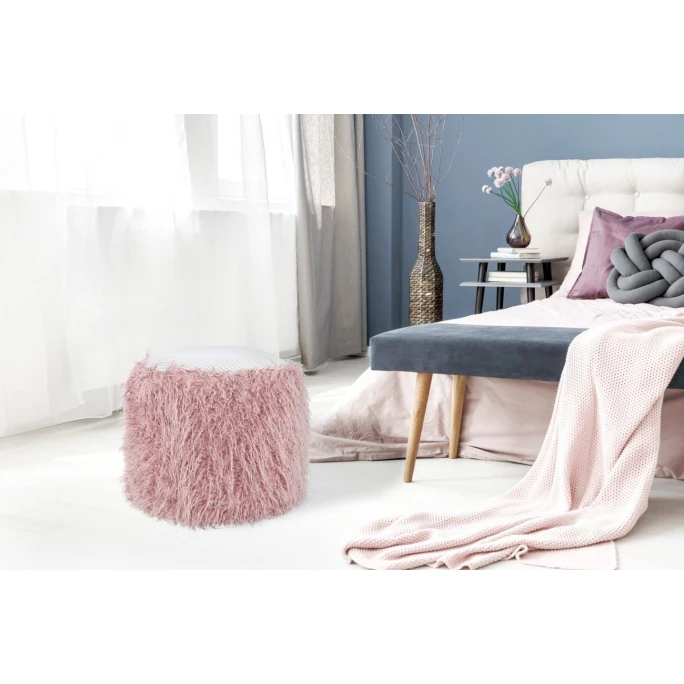 Kayoom FELLPOUF Bobtail 125 - 45x45x38 Cm - Rosa / Grau 8 Kayoom FELLPOUF Bobtail 125 - 45x45x38 Cm - Rosa / Grau – Bild 6