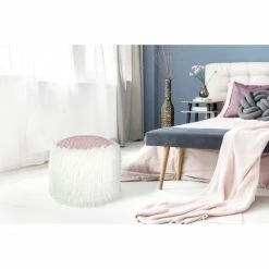 Kayoom FELLPOUF Bobtail 125 - 45x45x38 Cm - Weiß / Rosa -Qeeboo shop unnamed file 899