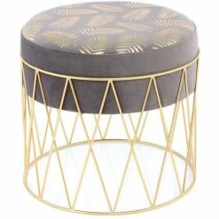 Kayoom HOCKER Cleopatra 225 - 40x40x37 Cm - Grau / Gold