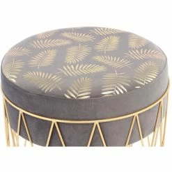 Kayoom HOCKER Cleopatra 225 - 40x40x37 Cm - Grau / Gold -Qeeboo shop unnamed file 903