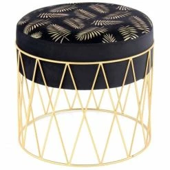 Kayoom HOCKER Cleopatra 225 - 40x40x37 Cm - Schwarz / Gold