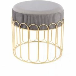 Kayoom HOCKER Cleopatra 425 - 40x40x39 Cm - Grau / Gold