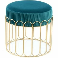 Kayoom HOCKER Cleopatra 425 - 40x40x39 Cm - Petrol / Gold