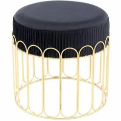 Kayoom HOCKER Cleopatra 425 - 40x40x39 Cm - Schwarz / Gold